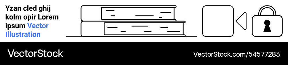 Stack of books and padlock representing secure Stack of books and padlock representing secure Vector Image