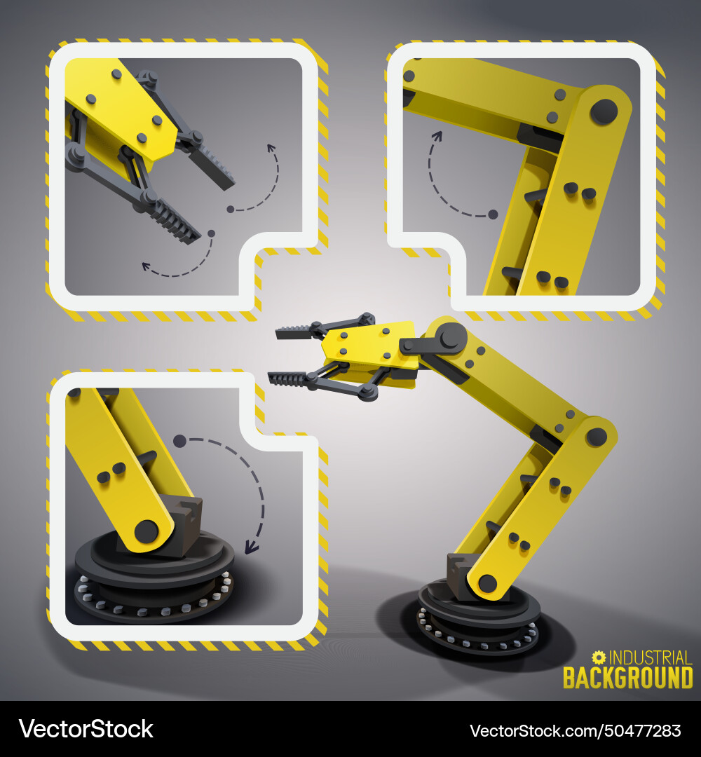 Yellow robots arm concepts Vector Image