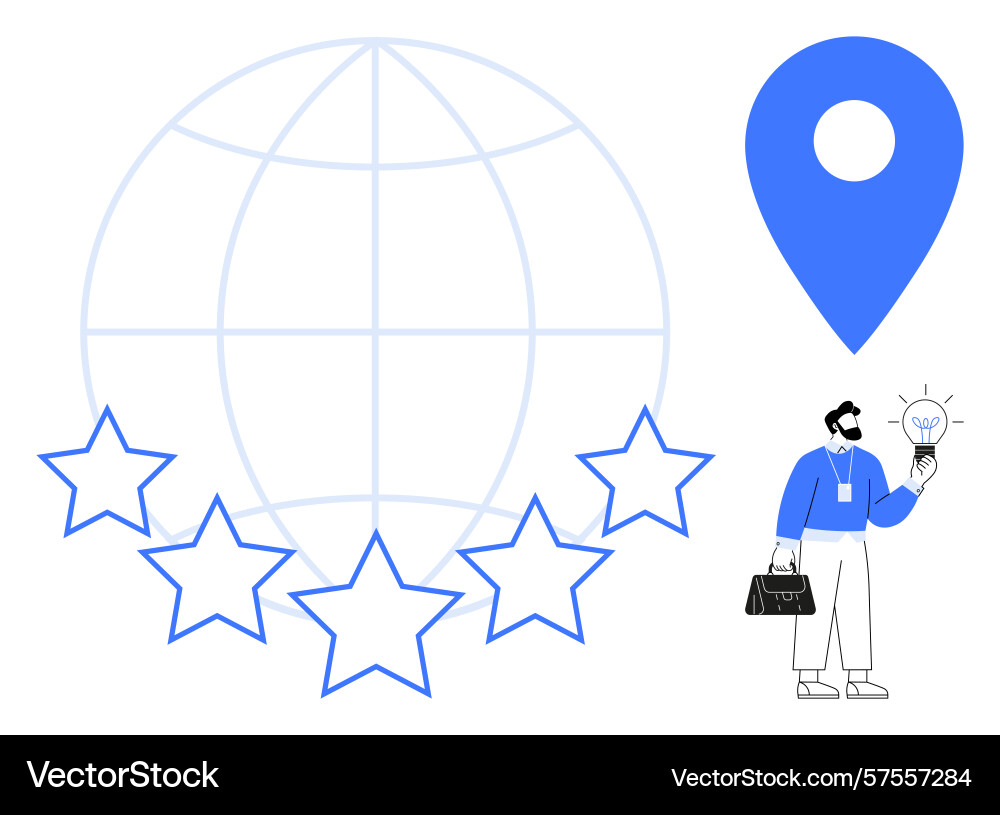 Global quality rating with location pin Global quality rating with location pin Vector Image