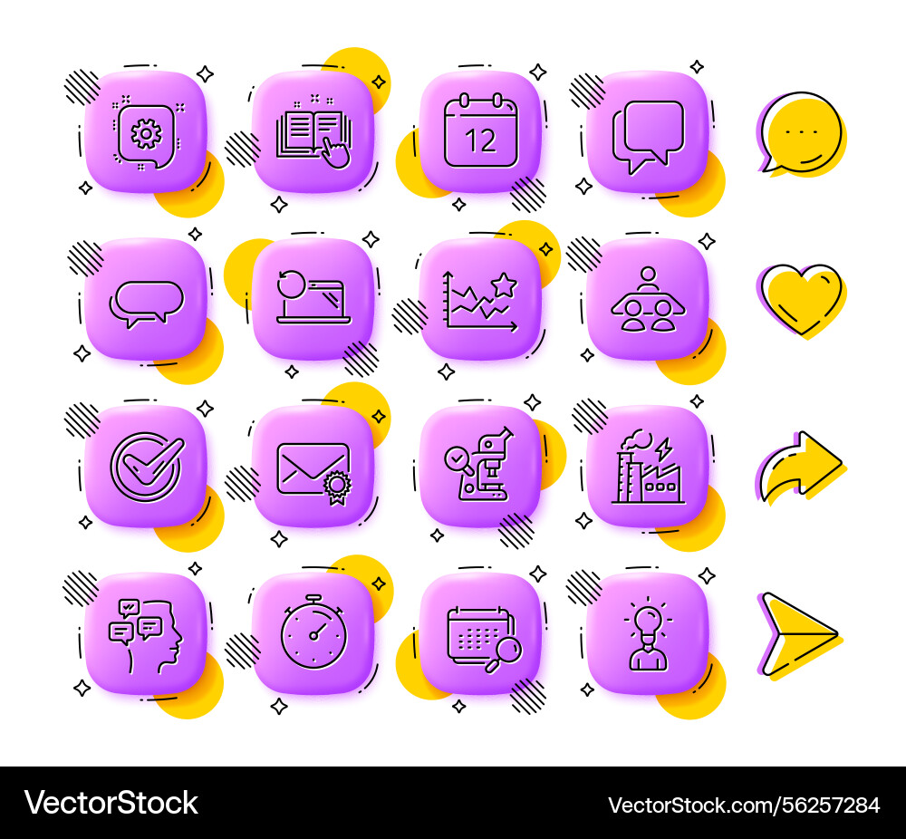 Microscope messages and interview job line icons Microscope messages and interview job line icons vector image