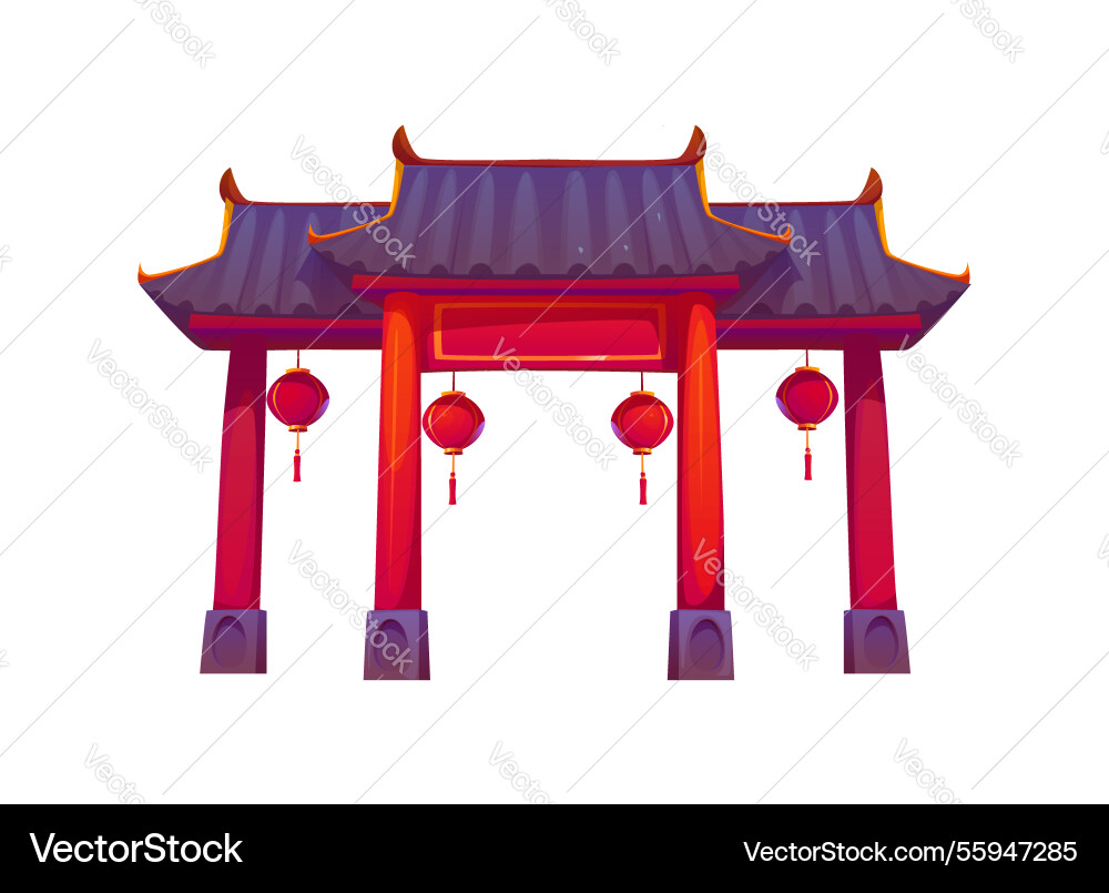 Cartoon traditionelle chinesische asiatische Tor paifang Cartoon traditionelle chinesische asiatische Tor paifang vektorbild