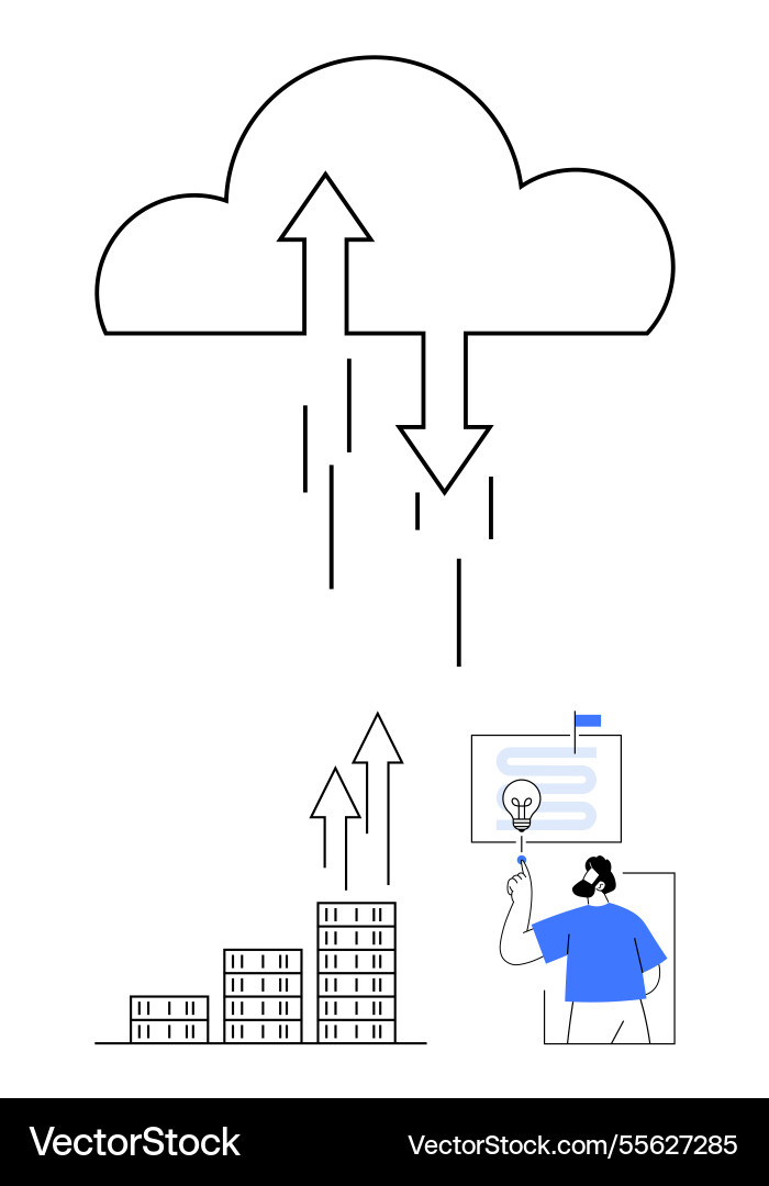 Cloud computing with upload and download arrows Cloud computing with upload and download arrows vector image