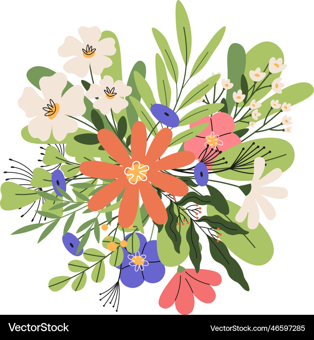 Decorative banner with flowers wild and garden Decorative banner with flowers wild and garden vector image