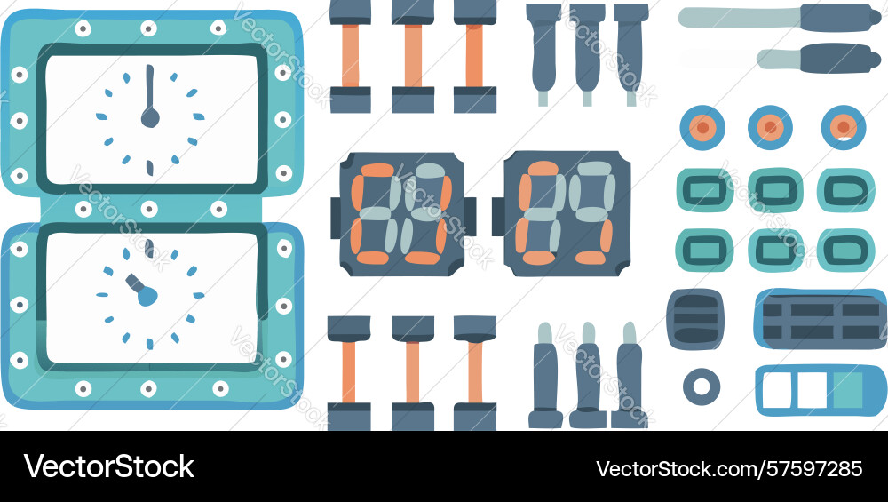 Digital interface elements modern tech ui set vector image