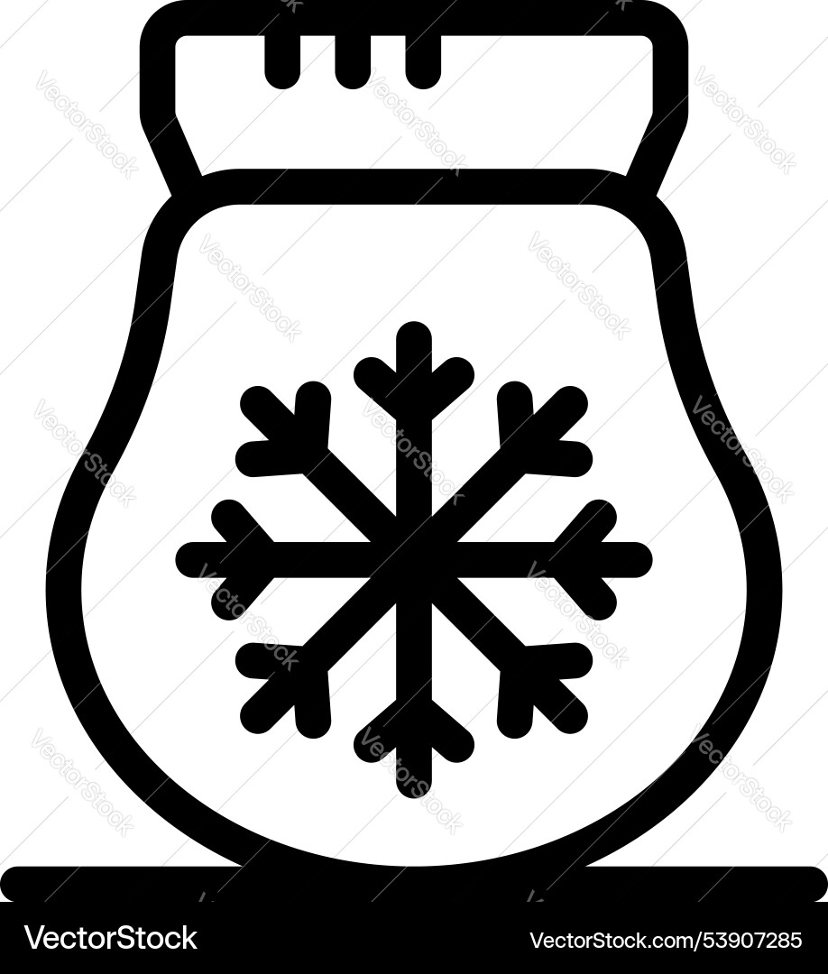 Line icon style image of a bag with snowflake Vector Image