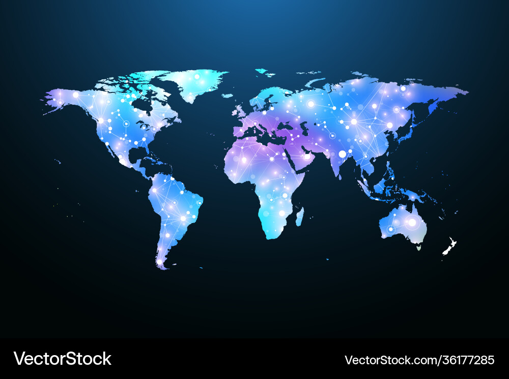 Map planet global social network floating Map planet global social network floating vector image