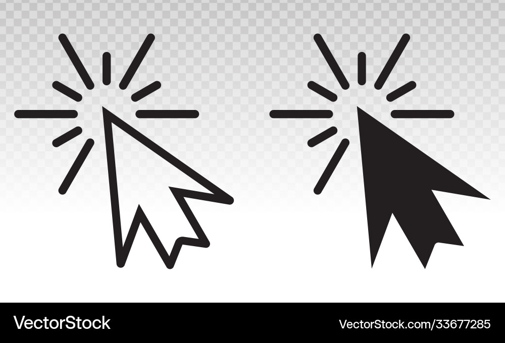 Mouse pointer arrow clicked or cursor click line vector image