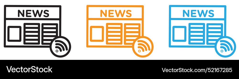 News feed icon logo set collection for web app ui vector image