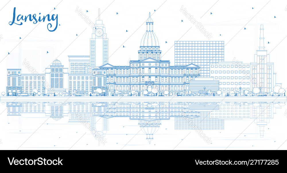 Outline lansing Michael Stadt Skyline mit blau Outline lansing Michael Stadt Skyline mit blau vektorbild