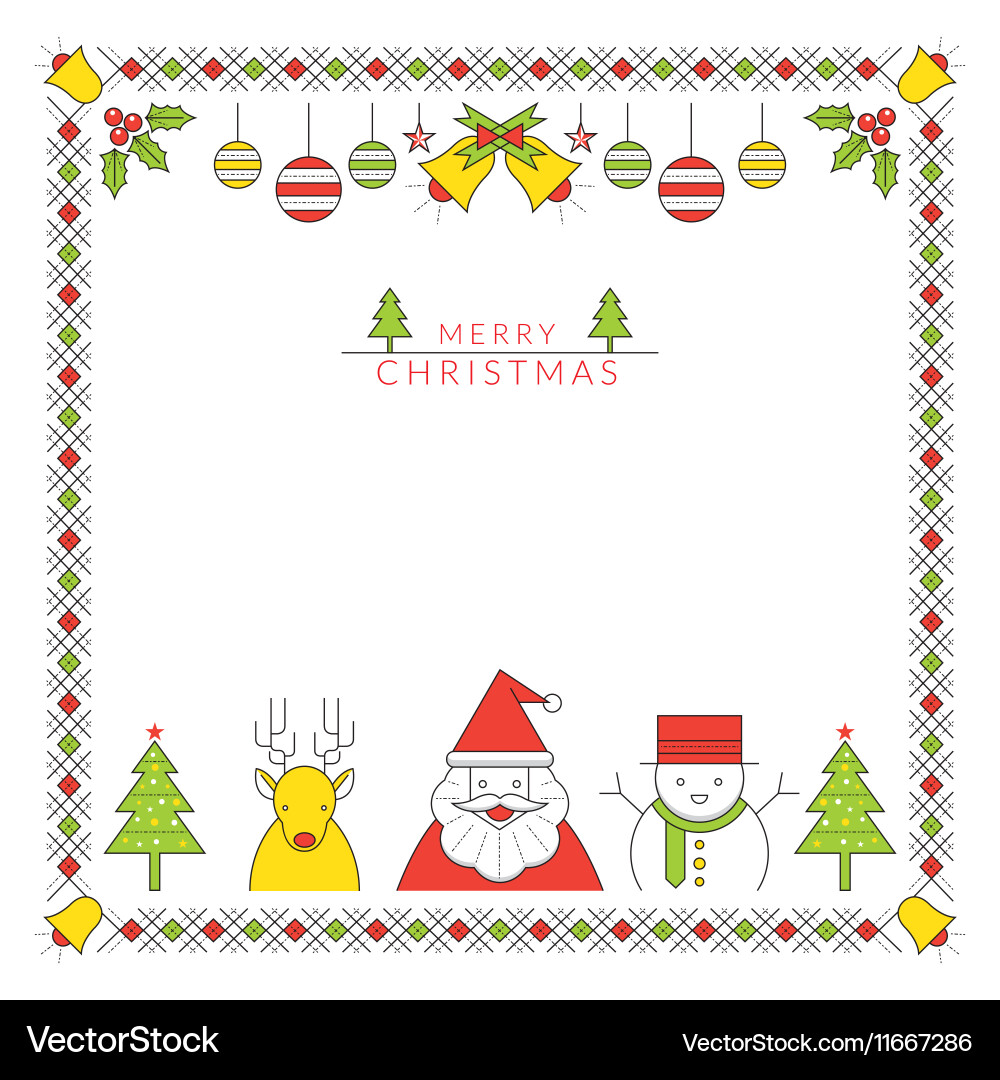 Christmas Ornament and Character Frame vector image