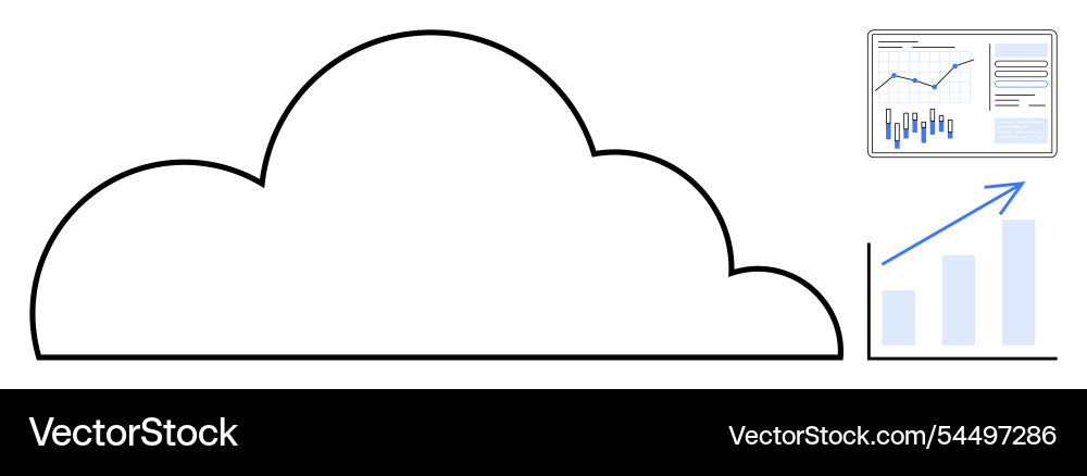 Cloud computing concept with data analytics charts vector image