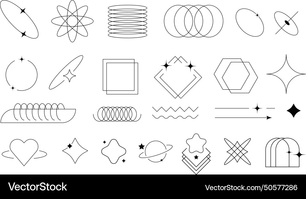 Set of line frames and elements in retro manner Set of line frames and elements in retro manner vector image
