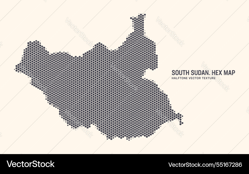 South sudan map hexagonal half tone pattern South sudan map hexagonal half tone pattern Vector Image