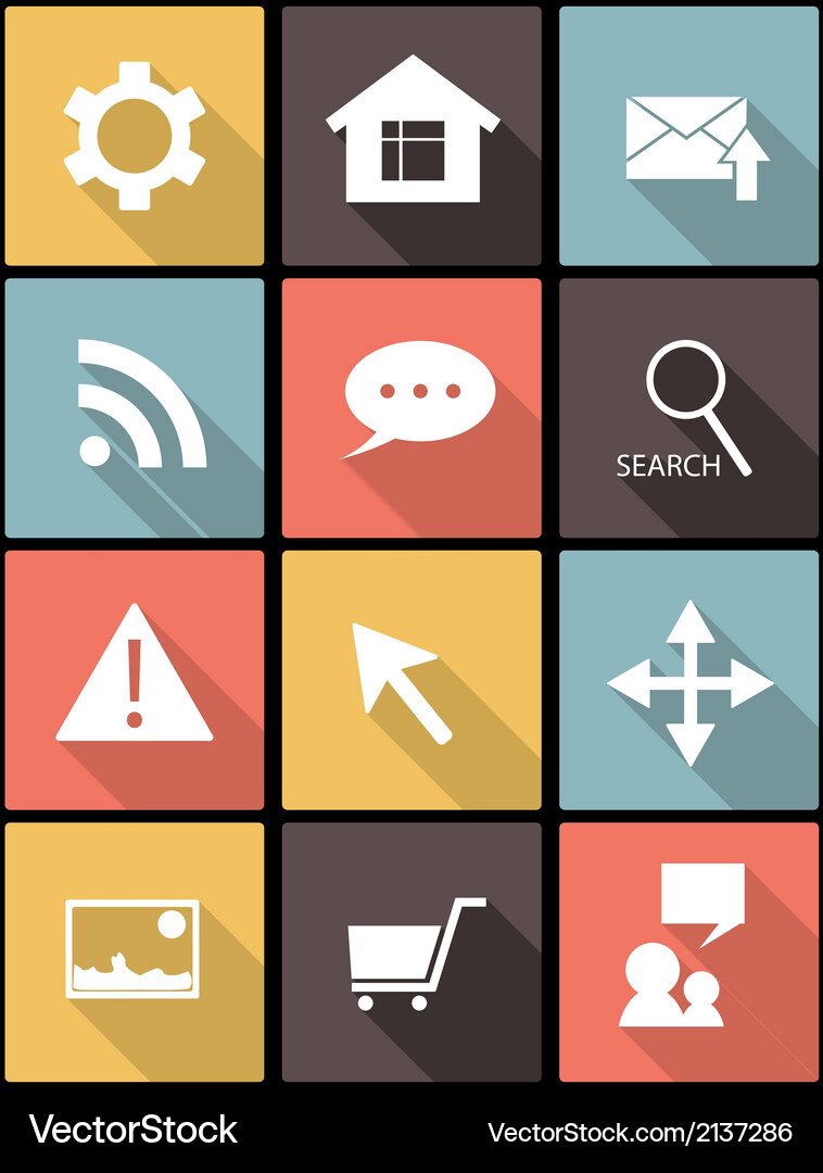 Web icons in flat design for and mobile Vector Image