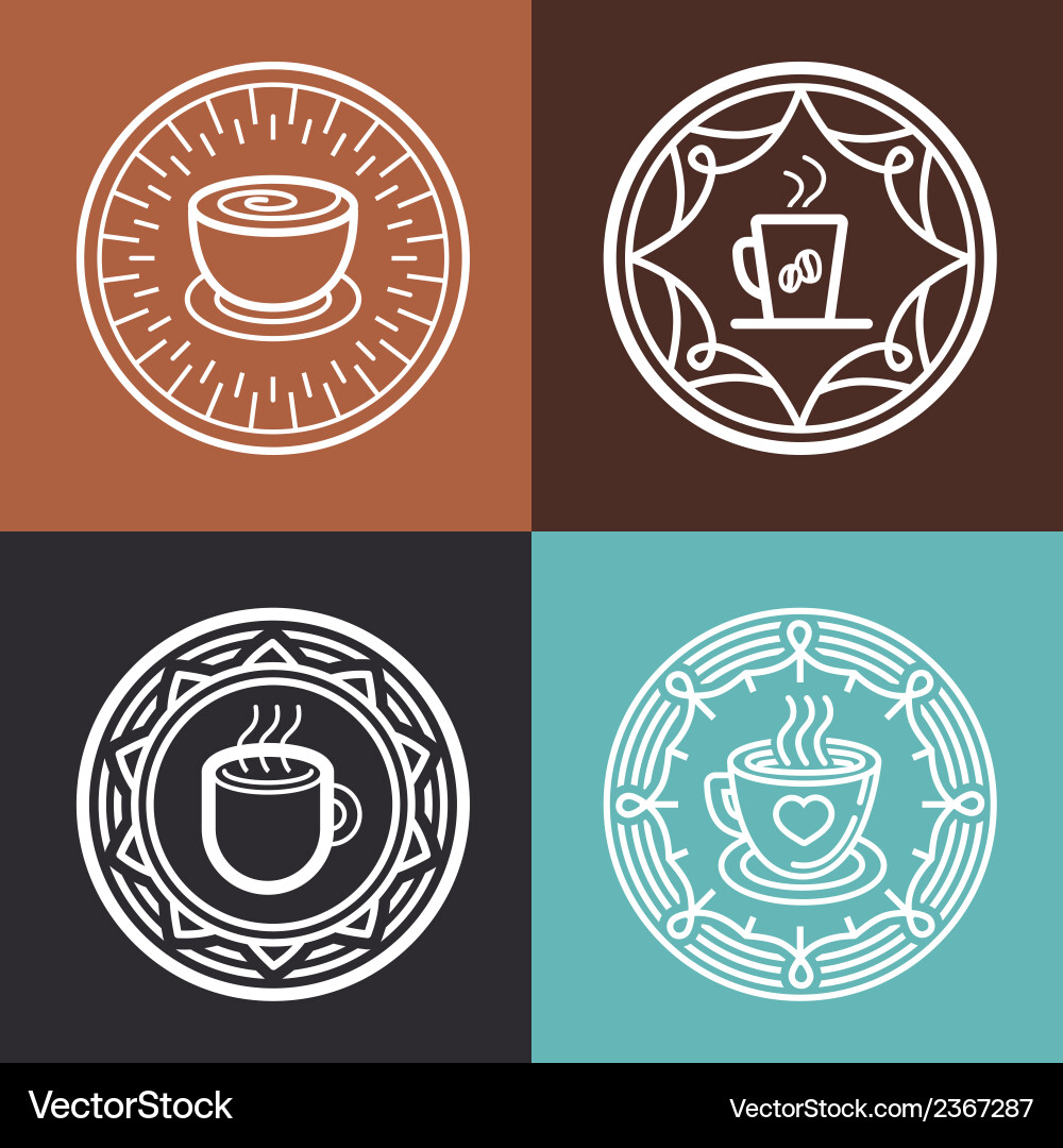 Coffee Mug Badge Emblem Vector Image