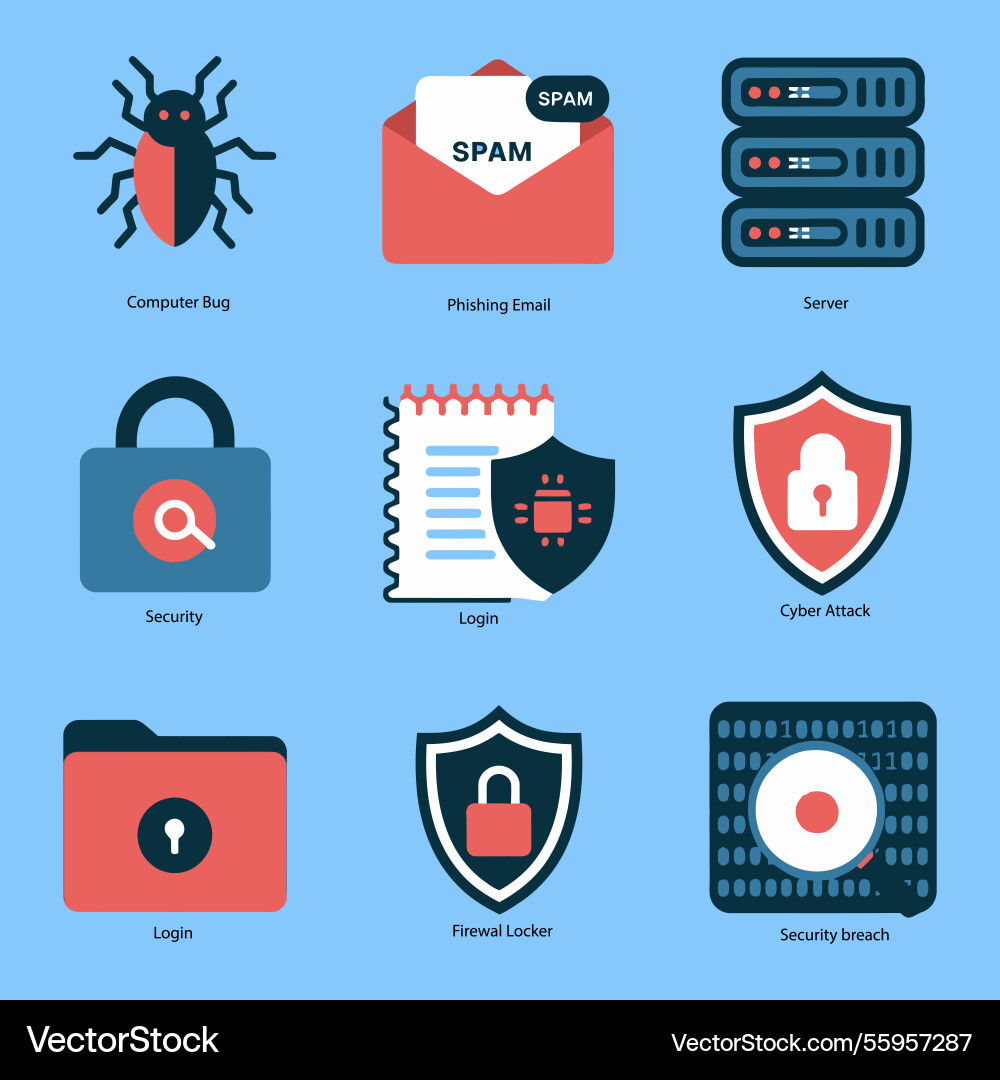 Digital security and encryption symbols Digital security and encryption symbols vector image