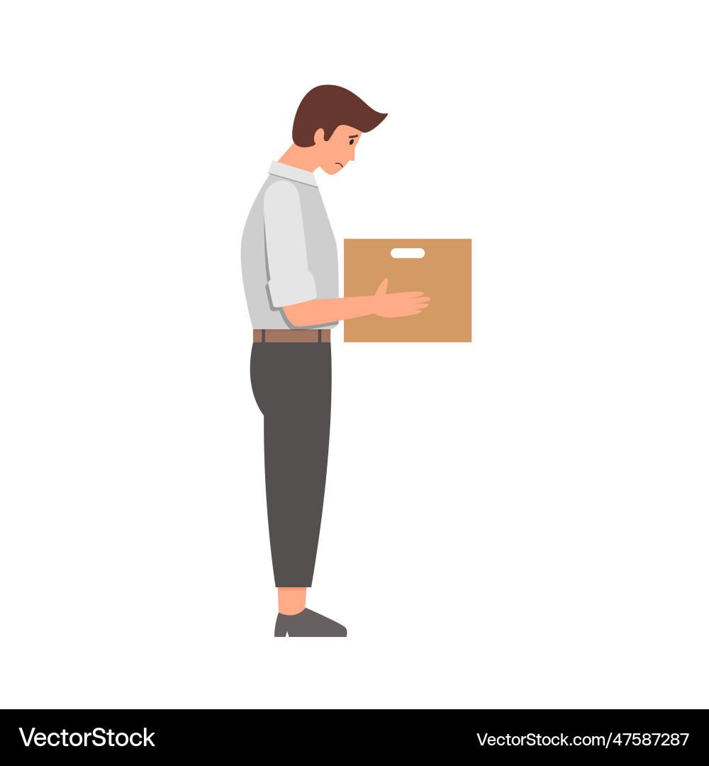 Fired office man worker holds box vector image