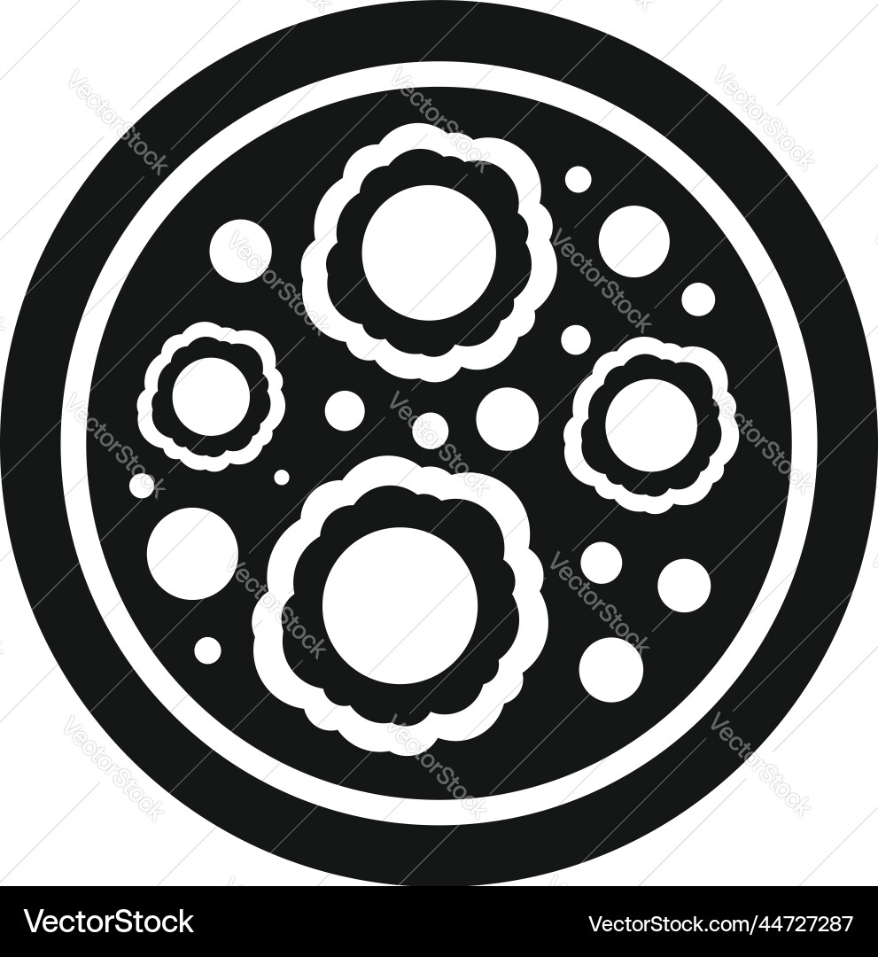 Petri dish icon simple bacteria cell Petri dish icon simple bacteria cell vector image