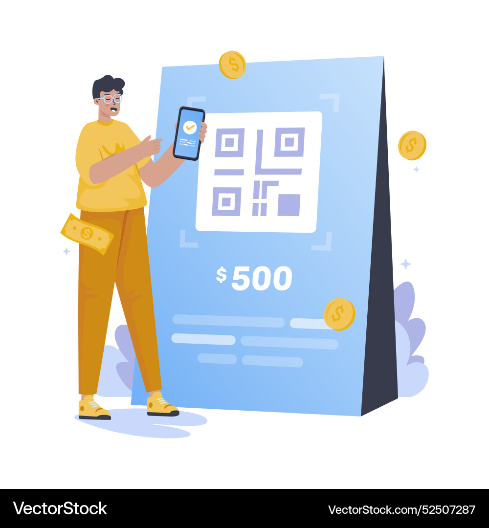 Qr scan payment transaction vector image
