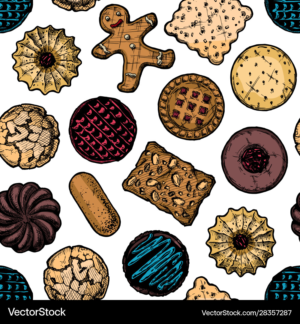 Seamless pattern with different tasty cookies Seamless pattern with different tasty cookies vector image