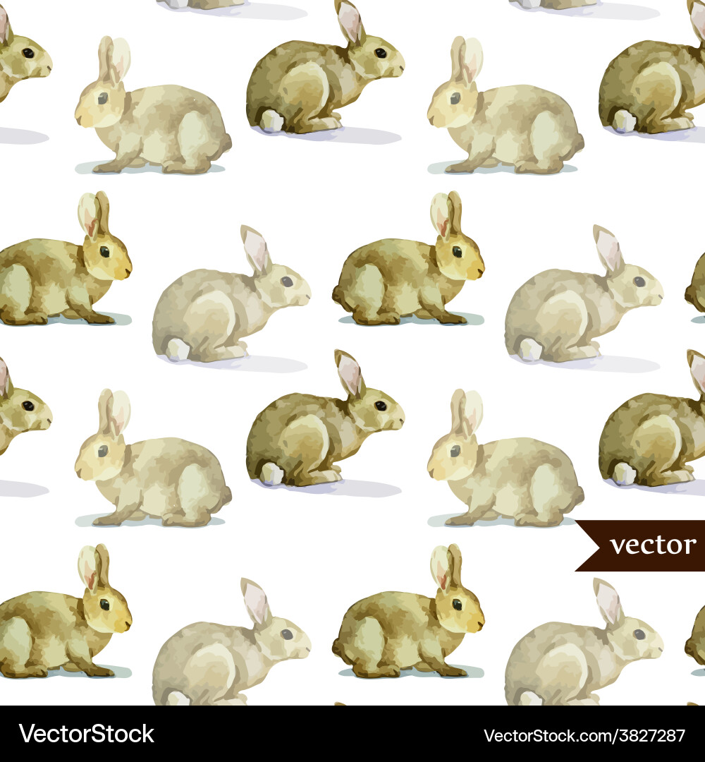 Watercolor Rabbit & Egg Pattern Vector Image