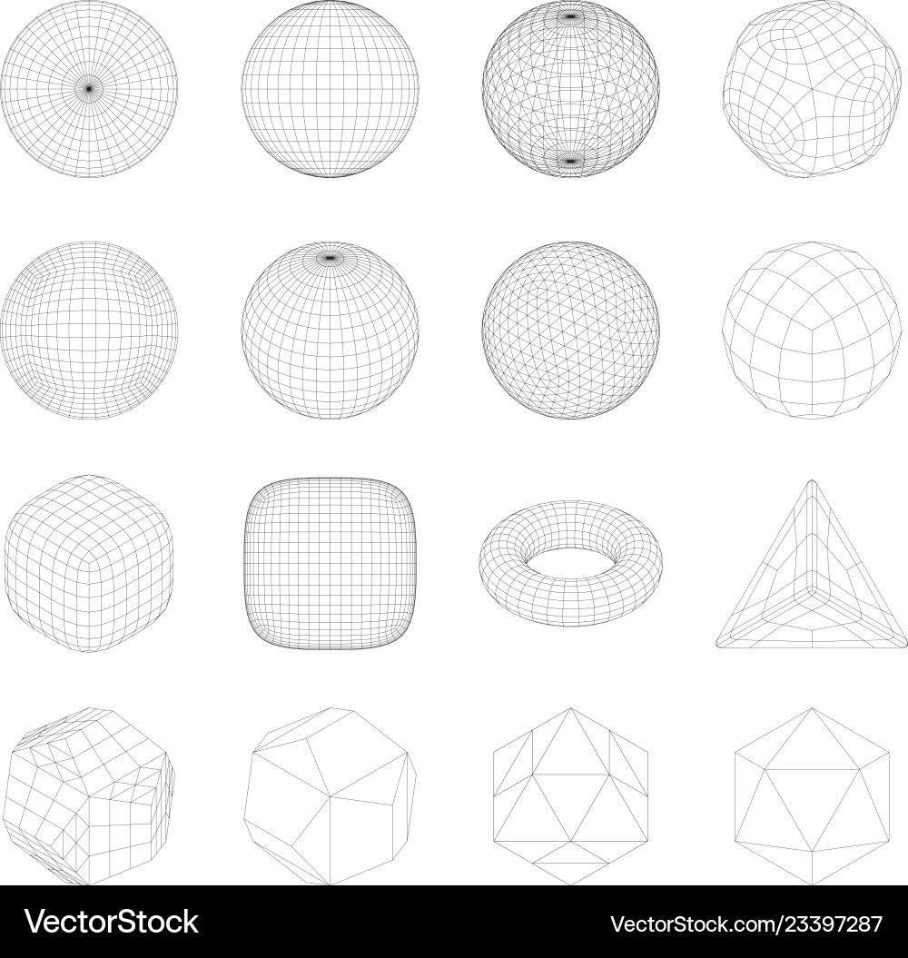 Wireframe Netzwerk Mesh Objekte vektorbild