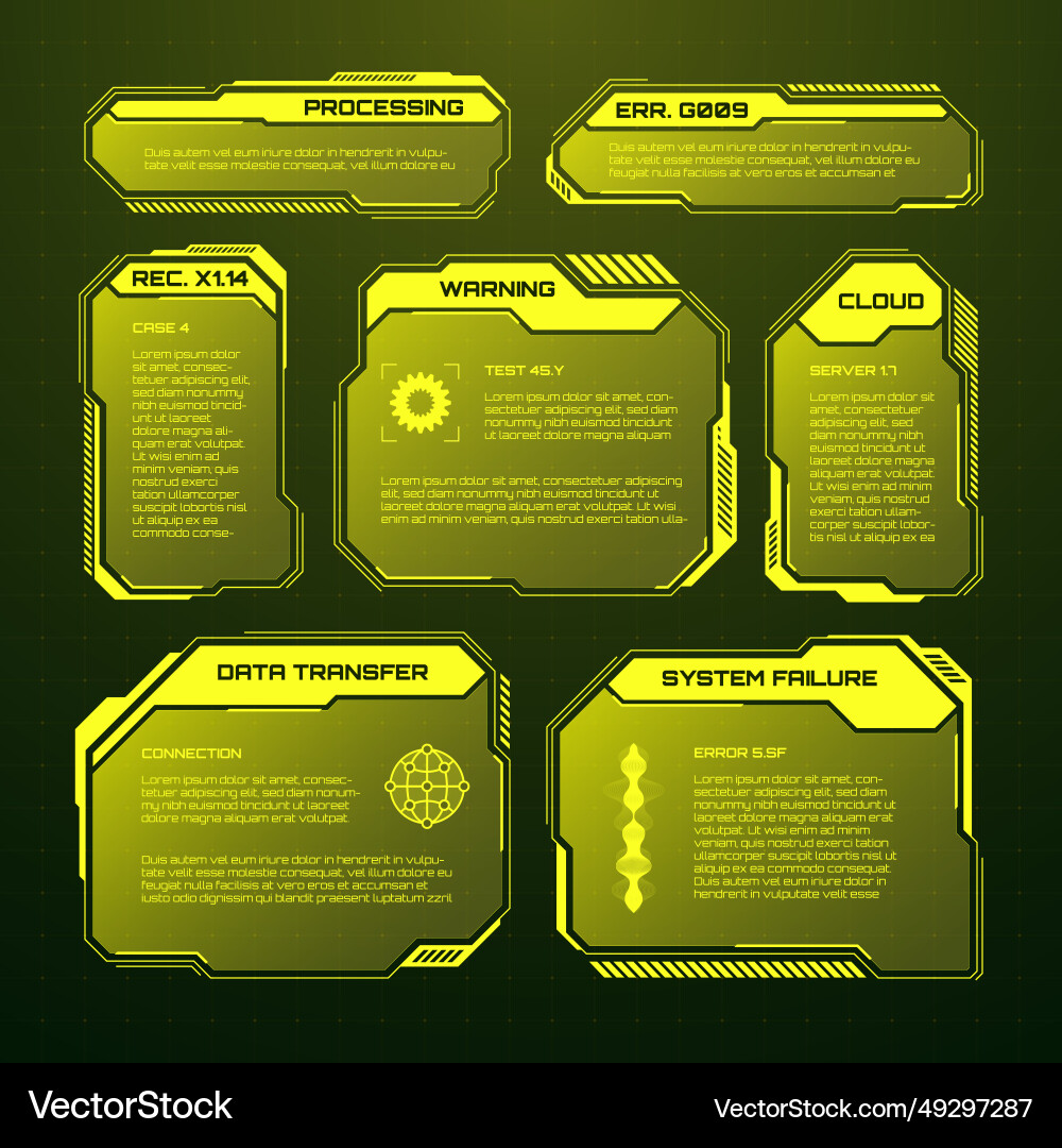 Yellow futuristic hud ui elements sci-fi user Yellow futuristic hud ui elements sci-fi user vector image