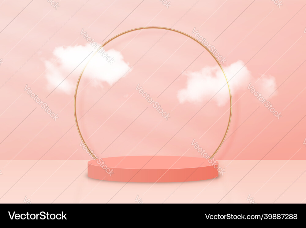 3d podium with clouds on abstract background Vector Image