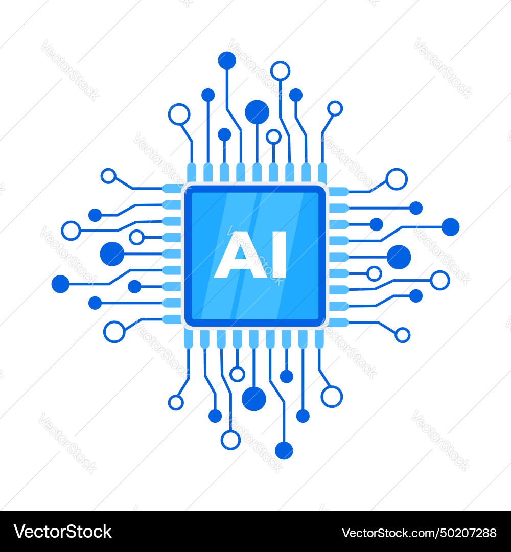 Ai processor chip artificial intelligence circuit Ai processor chip artificial intelligence circuit vector image