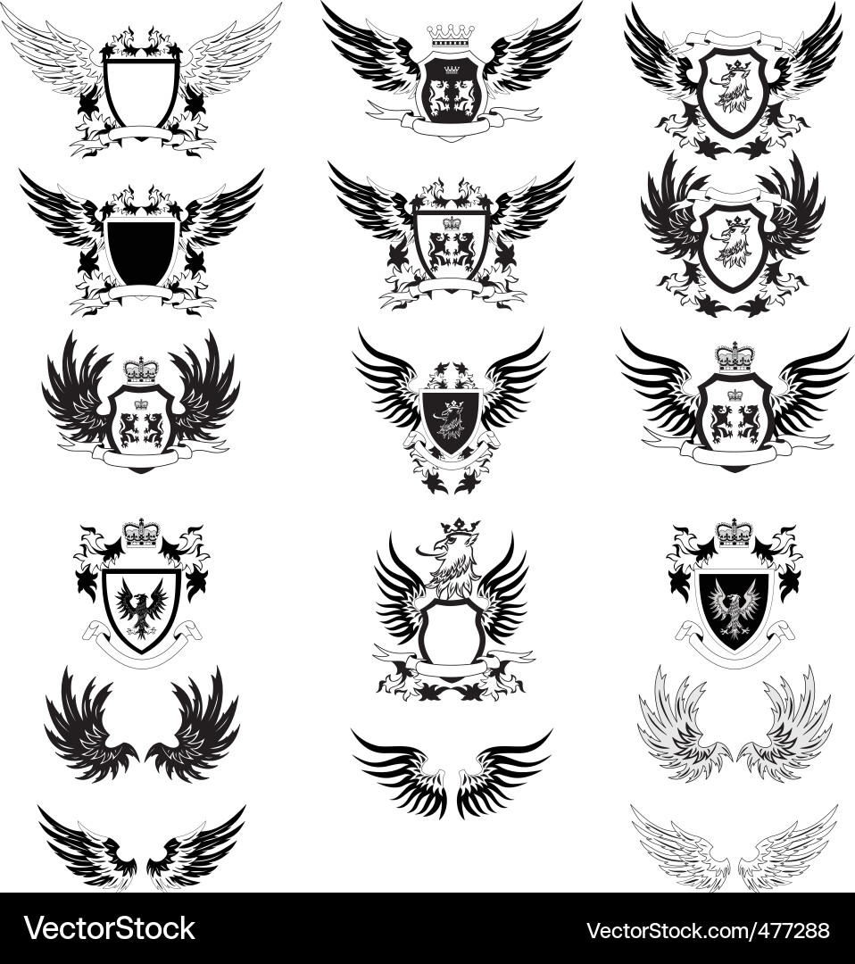 Grunge Shield Collection Royalty Free Vector Image