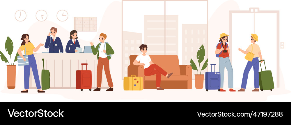 Hotel reception help desk or lobby businessman Vector Image