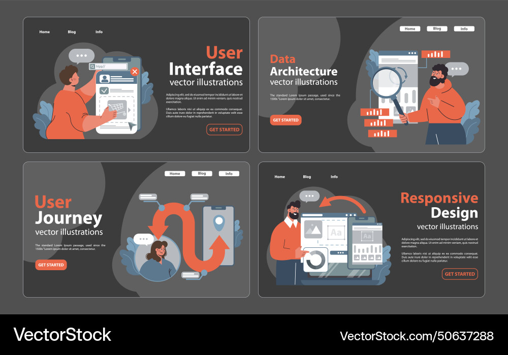 Web design evolution set flat vector image