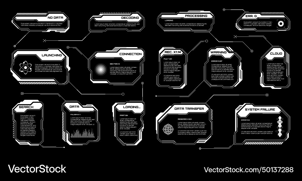 White futuristic hud ui elements sci-fi user Vector Image