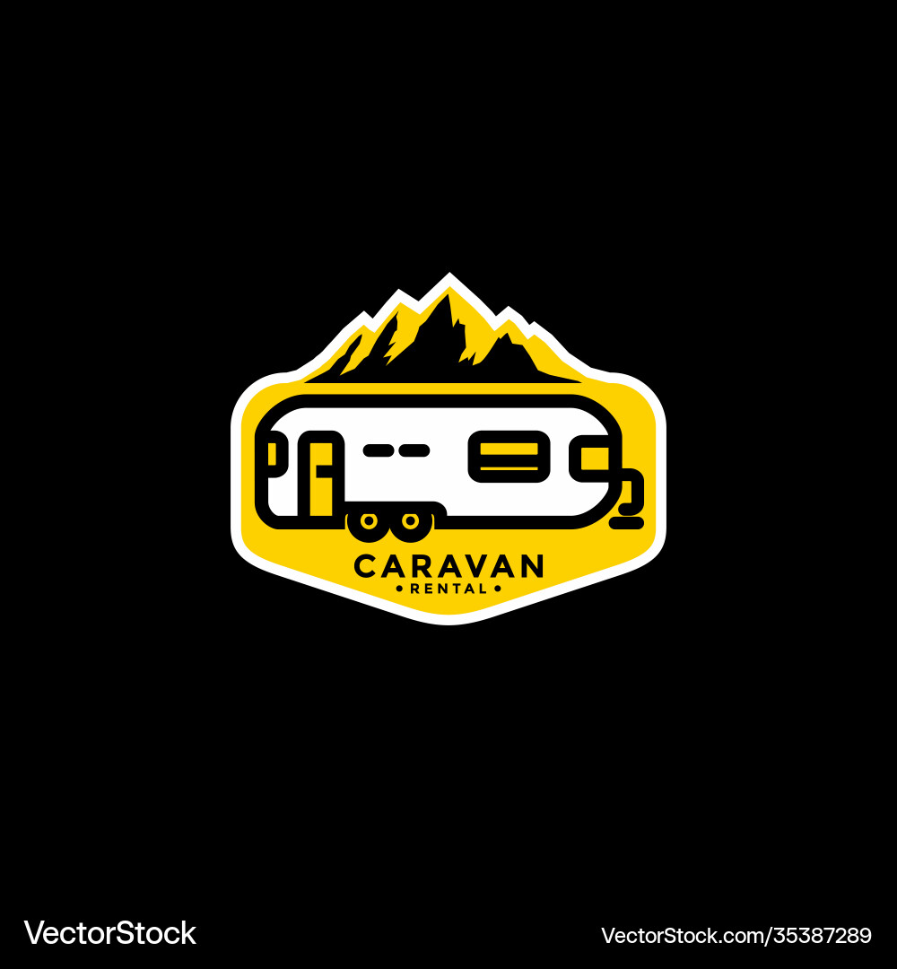 Caravan Vermietung Logo Design Anhänger Ikone Caravan Vermietung Logo Design Anhänger Ikone vektorbild