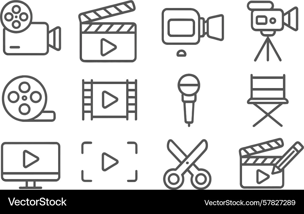 Collection of web icons representing multimedia Vector Image