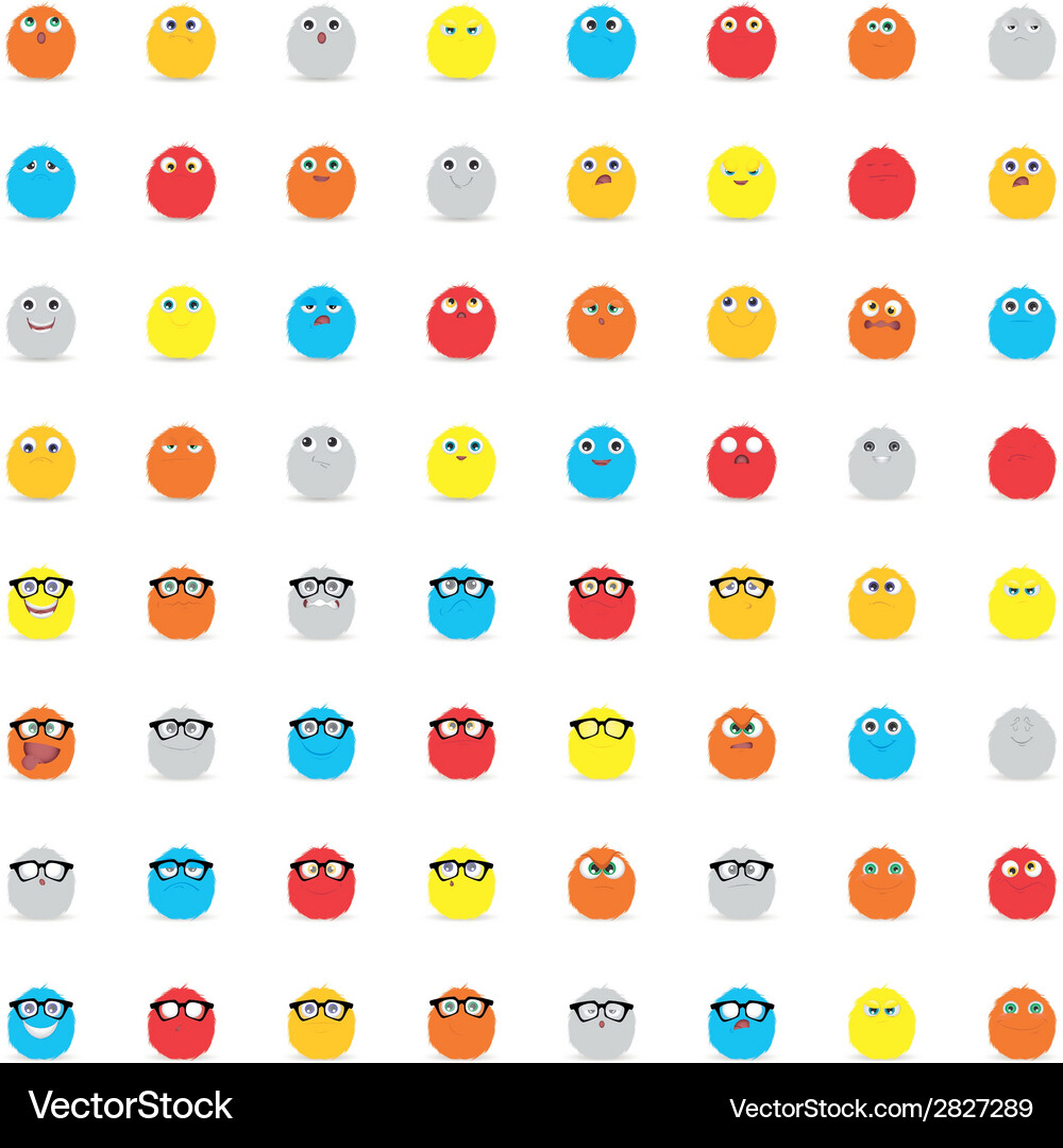 Colorful Expression Faces Set Vector Image