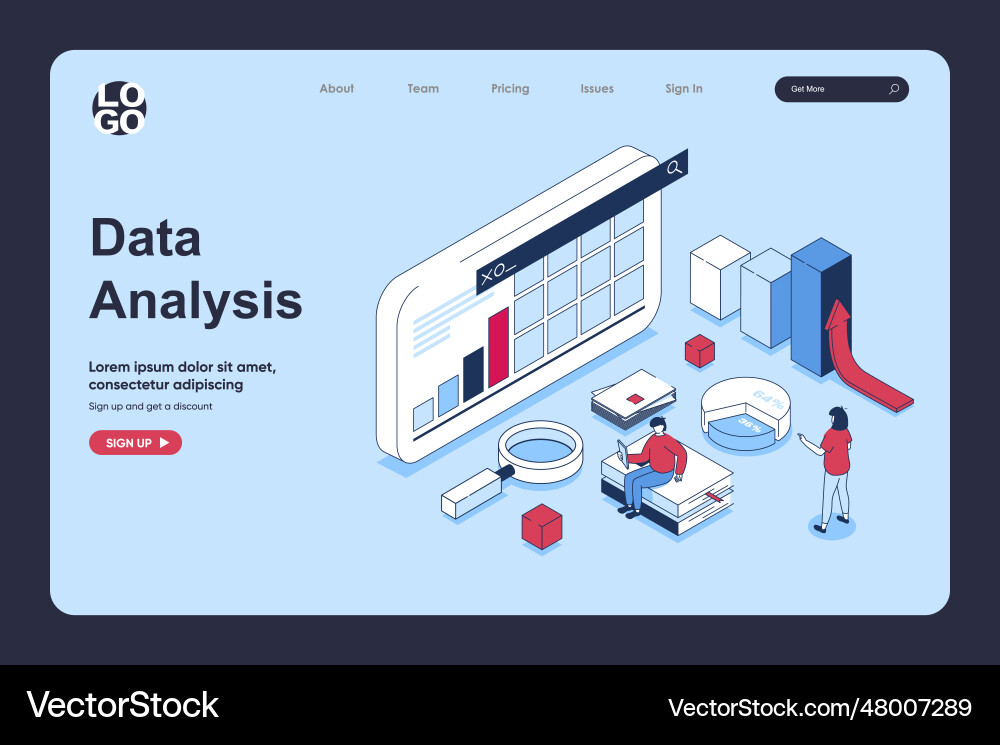 Data analysis concept in 3d isometric design Data analysis concept in 3d isometric design vector image