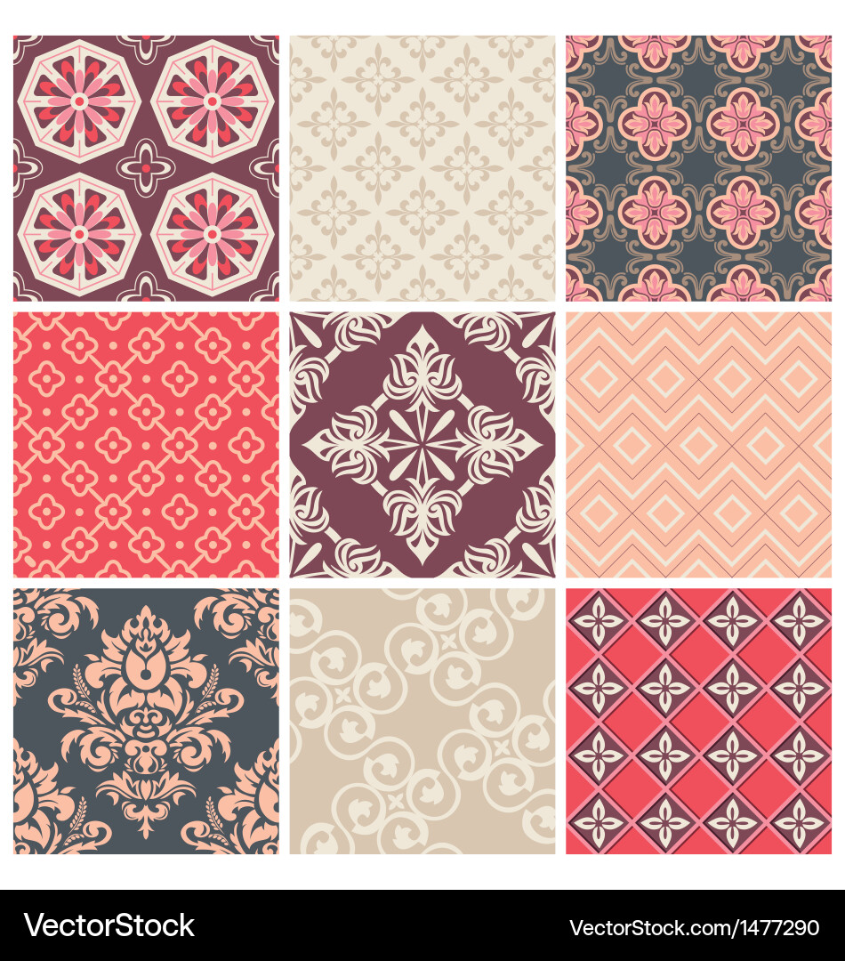 Colorful Seamless Pattern Set vector image