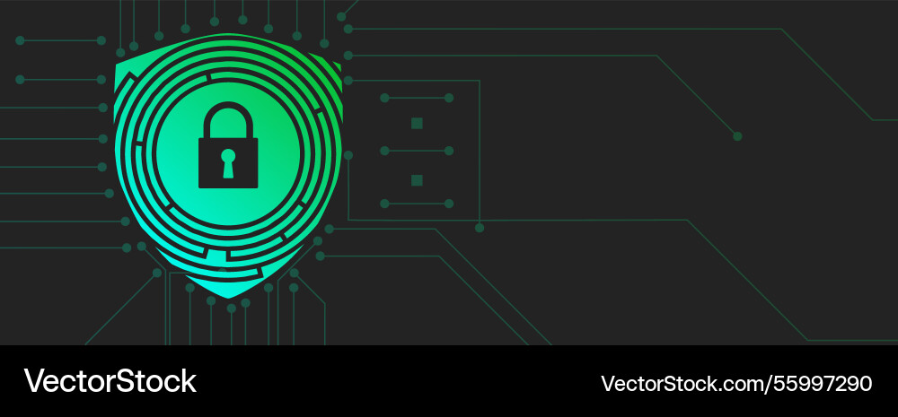 Cyber security lock on circuit shield Cyber security lock on circuit shield vector image