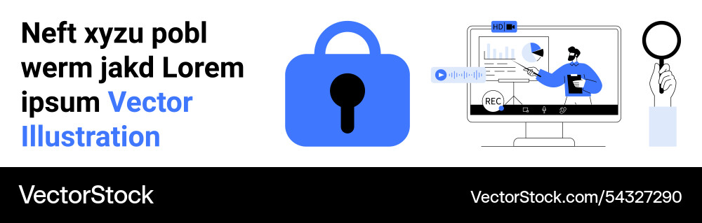 Cybersecurity and data analysis with computer Vector Image