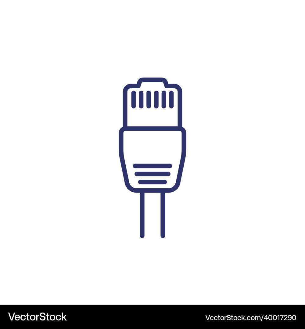 Ethernet plug rj45 line icon on white Royalty Free Vector