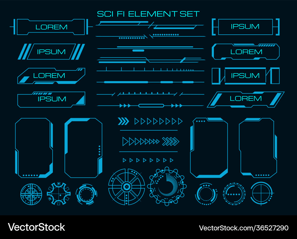 Futuristic Tech UI Elements Vector Image