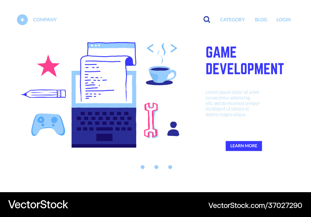 Game development landing page programming vr Game development landing page programming vr vector image