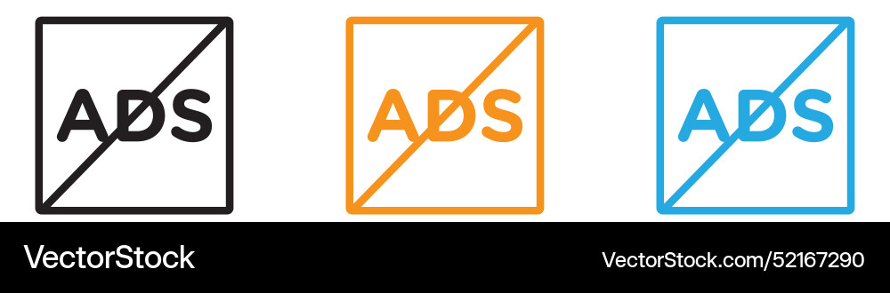No ads icon logo set collection for web app ui No ads icon logo set collection for web app ui Vector Image