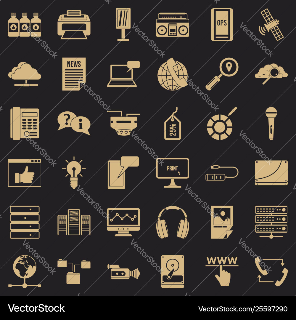 Site information icons set simple style Site information icons set simple style vector image