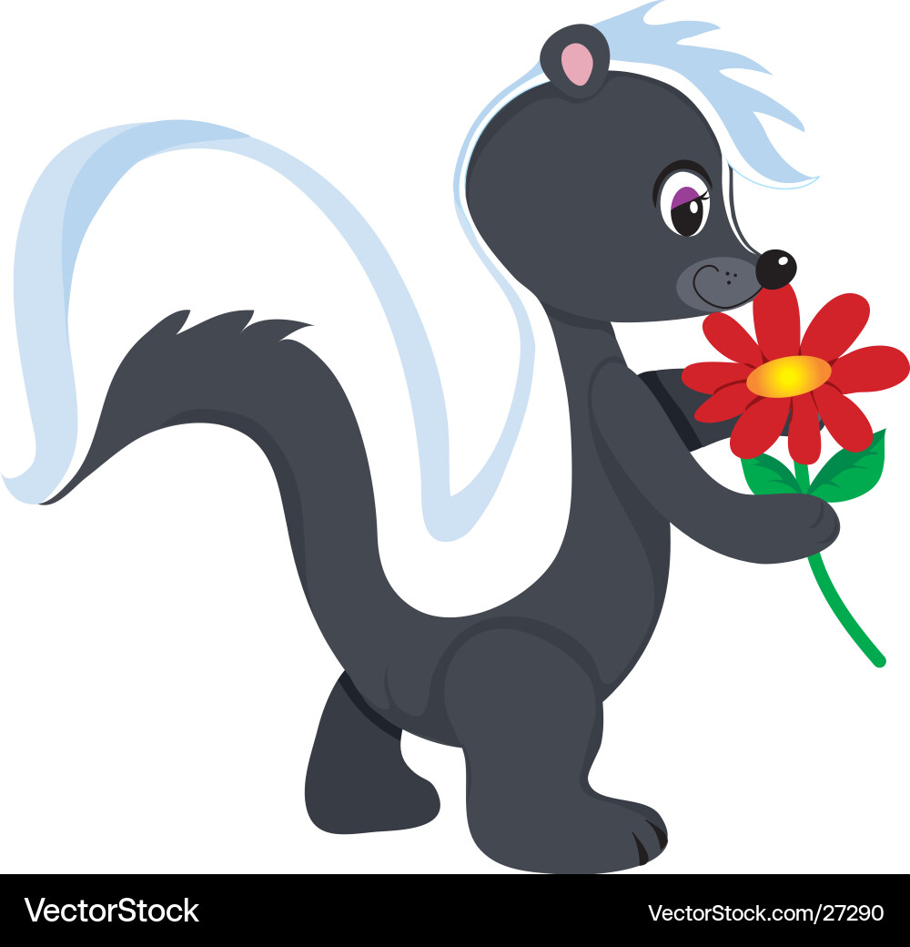 Smiling Skunk with Flower Vector Image