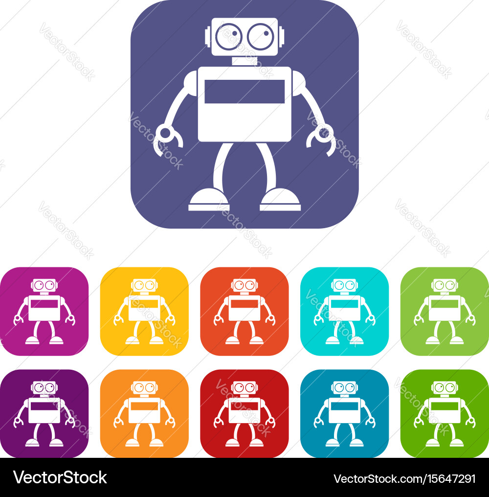 Android robot icons set flat Vector Image