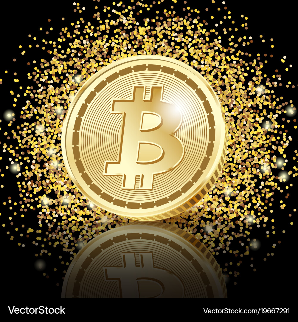 Bitcoin golden coins on glitter dust background – Royalty-Free Vector |  VectorStock