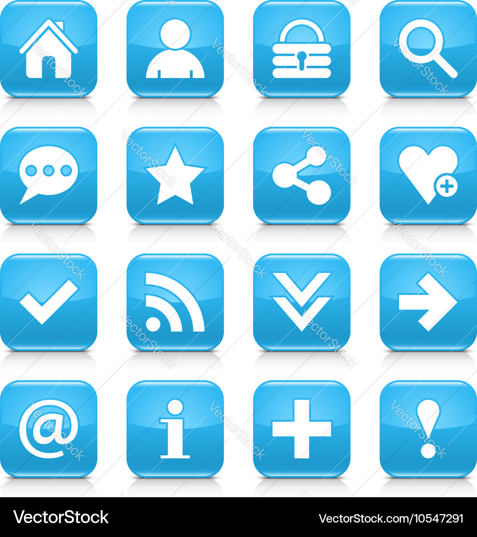 Blue basic sign rounded square icon web button Vector Image