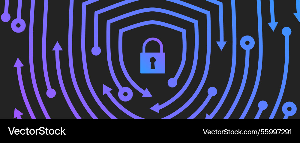 Cyber security lock on circuit shield Cyber security lock on circuit shield vector image